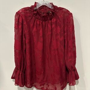 Sugarlips Burgundy Floral Blouse